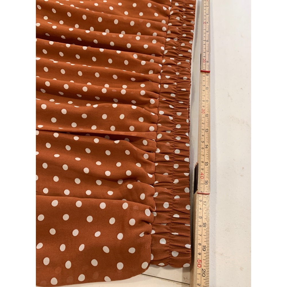 Brown Polka Dot Ruffle Hem Skirt 5XL Boho Retro Cottagecore‎ Women Skirt - Picture 2 of 6